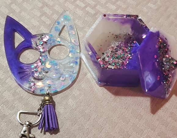 Hand Crafted Accessories - 💎kitty self defense keychain with matching stash jar